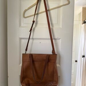 Madewell Zip-Top Transport Tote – Classic Brown Leather